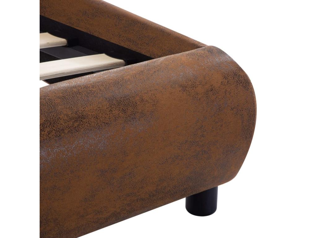Brown Faux Leather Bed, 120 x 200 cm