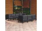 Black Pine Wood Outdoor Furniture Set