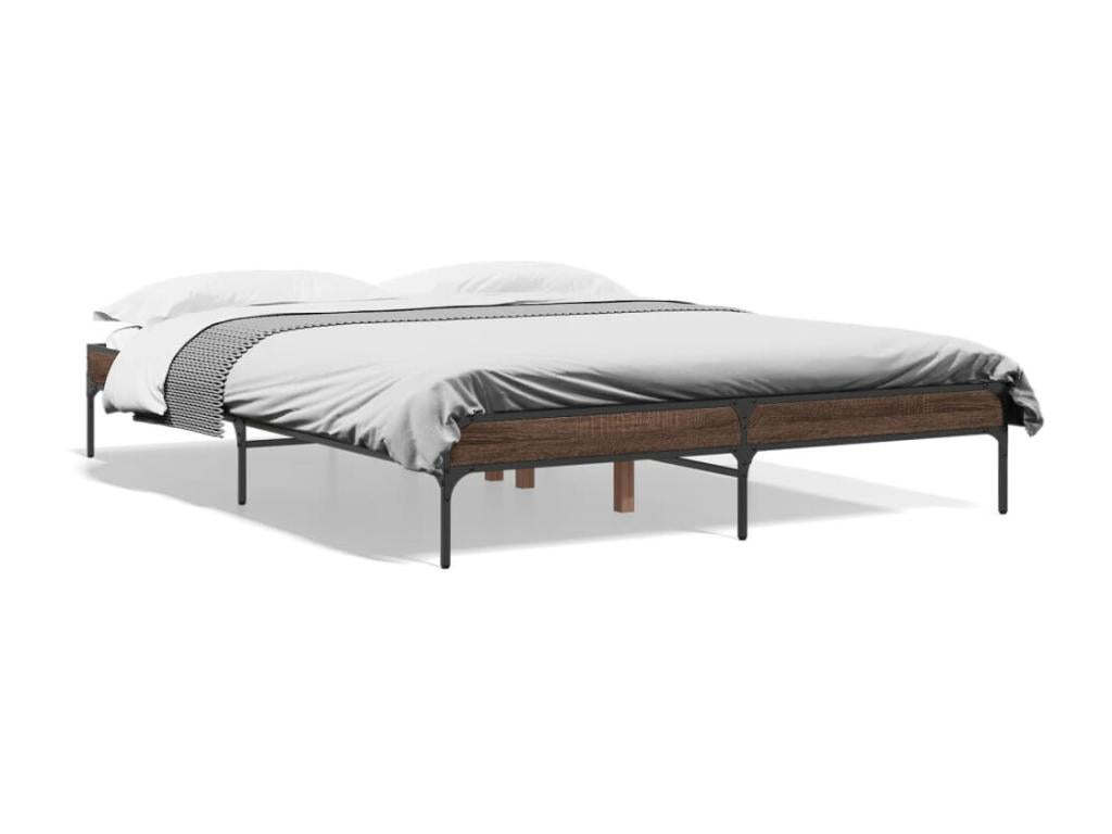 Brown Engineered Wood Bed Frame, 160 x 200 cm
