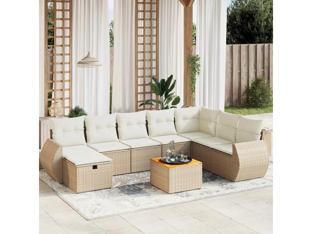 Beige Woven Resin Wicker Outdoor Furniture Set