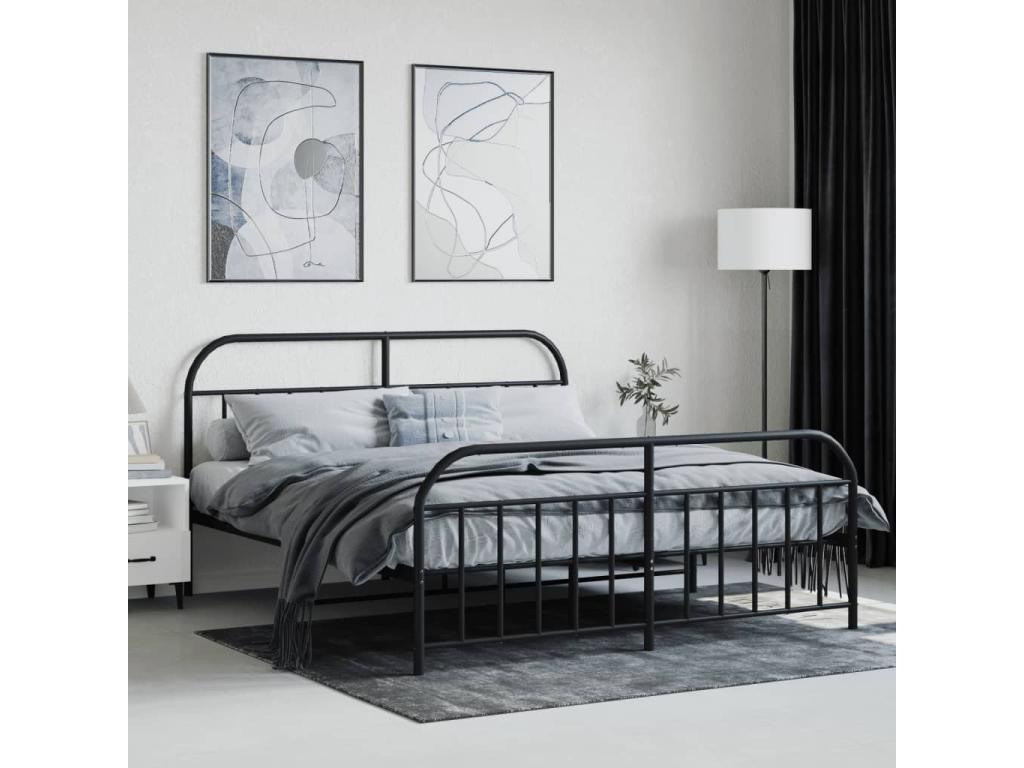 Black Metal Bed Frame, 160 x 200 cm