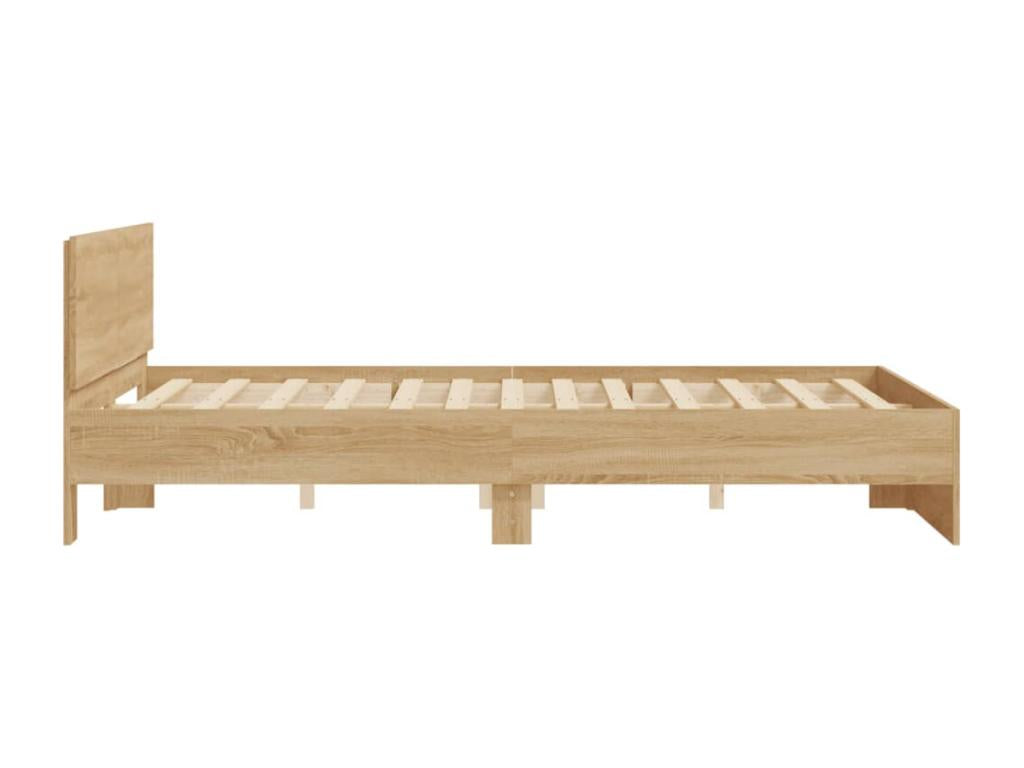 Brown Oak Wood Bed Frame, 140 x 190 cm