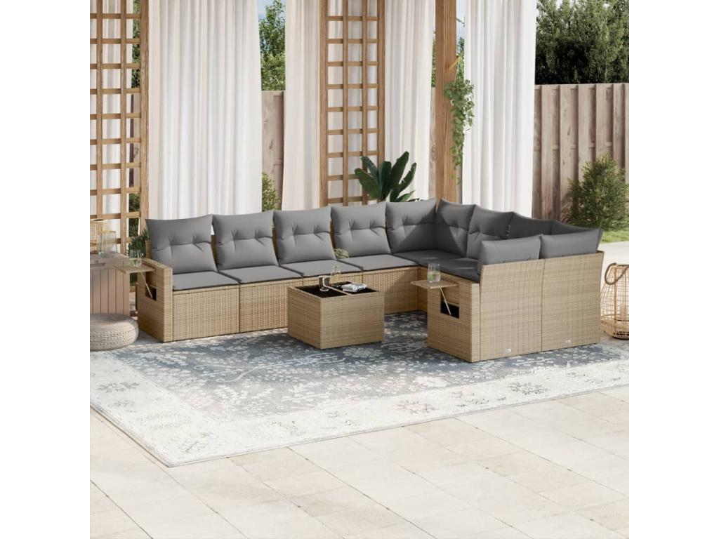 Beige Woven Resin Wicker Outdoor Furniture Set - dlz1766461074298