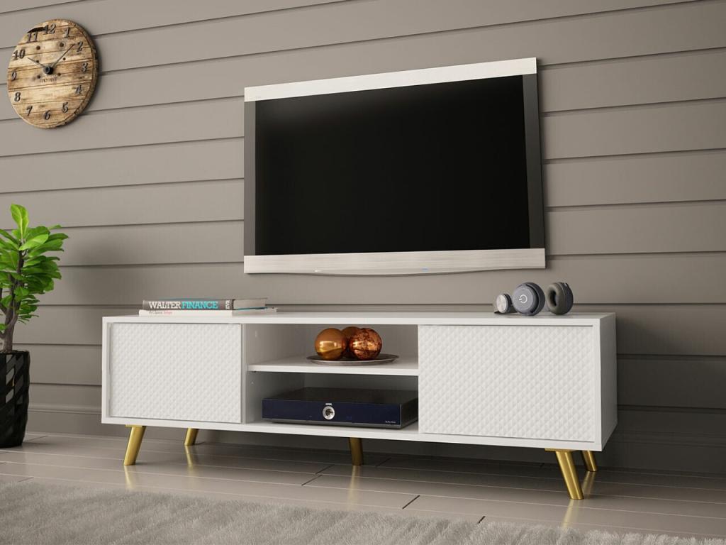 White TV Stand, 140 x 42 x 40 cm