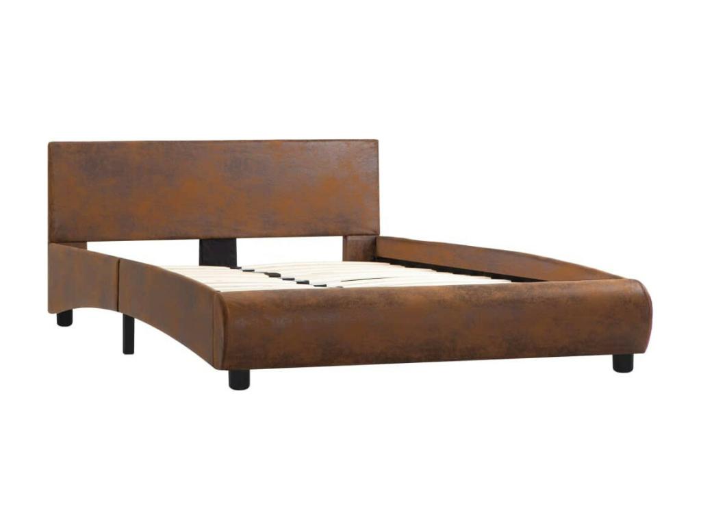 Brown Faux Leather Bed, 120 x 200 cm
