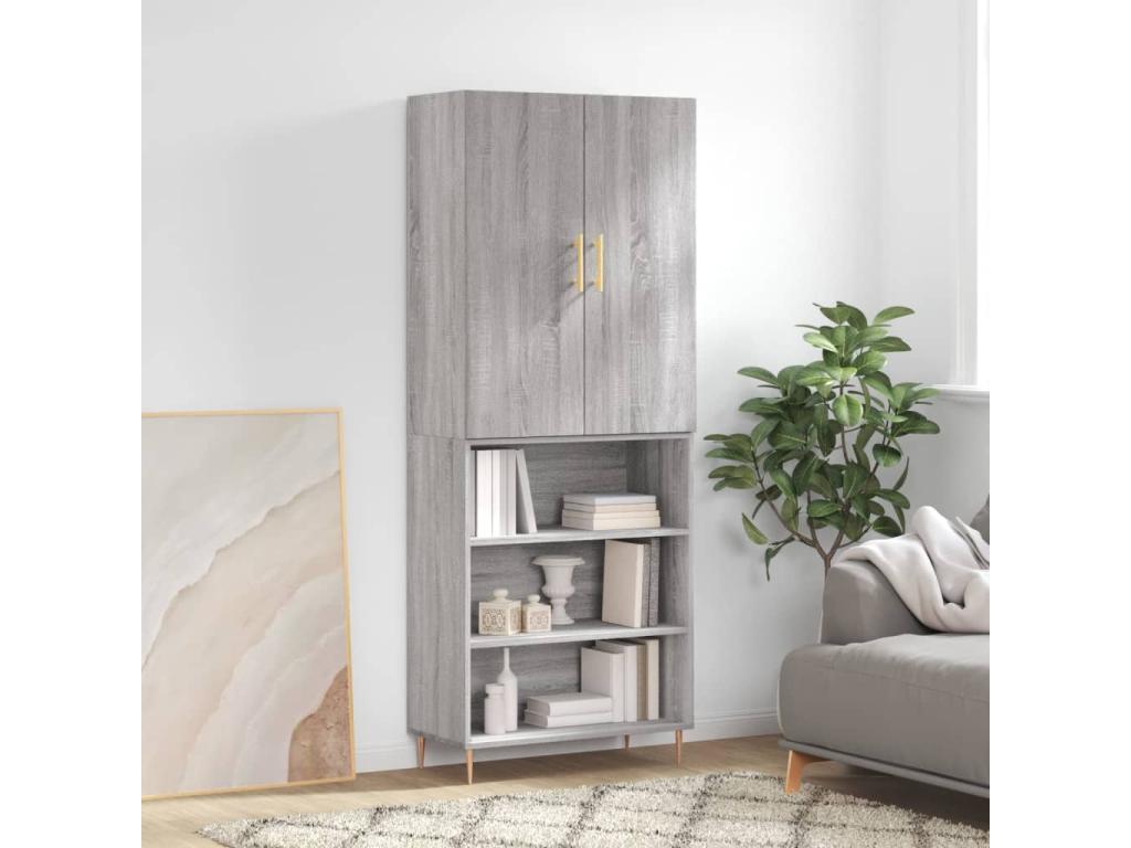 Gray Engineered Wood Sideboard, 69.5 x 34 x 180 cm