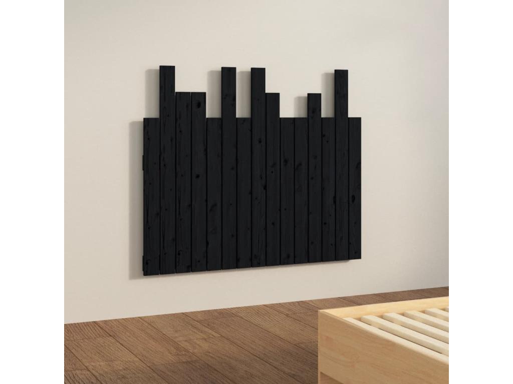 Black Solid Wood Bed, 95.5 x 3 x 80 cm