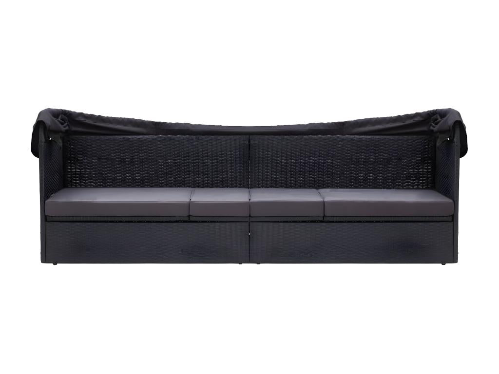Black Woven Resin Wicker Bed