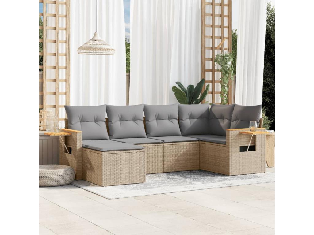 Beige Woven Resin Wicker Outdoor Furniture Set - dlz1766460994875
