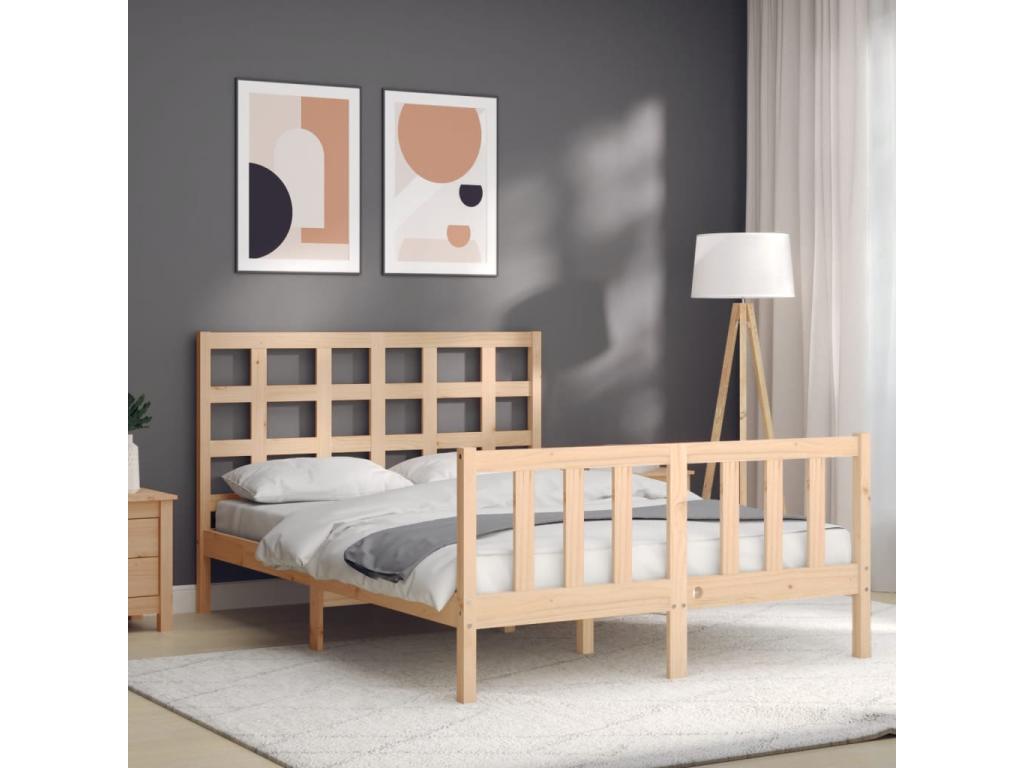 Brown Solid Wood Bed Frame