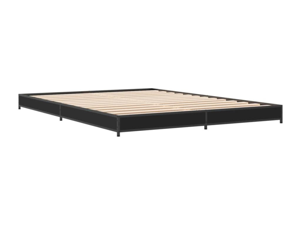 Black Engineered Wood Bed Frame, 140 x 200 cm