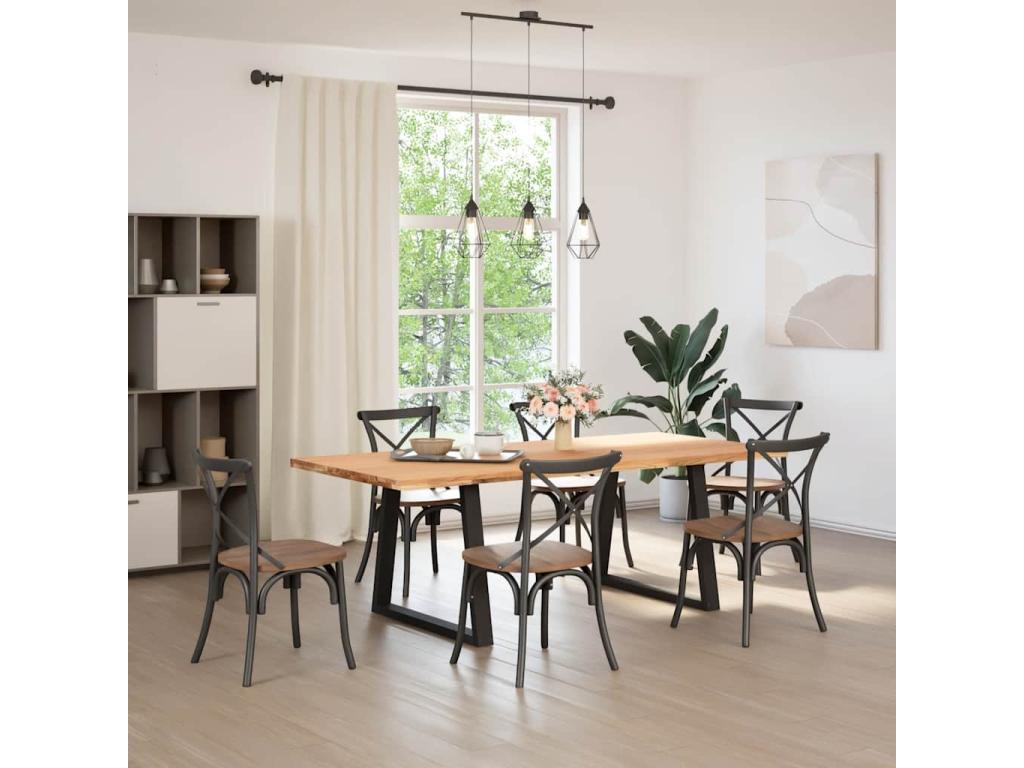 Brown Oak Wood Dining Table