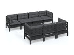 Black Pine Wood Outdoor Furniture Set