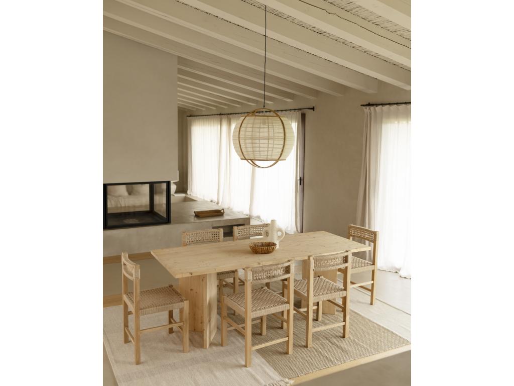 Brown Pine Wood Table, 180 x 75 cm