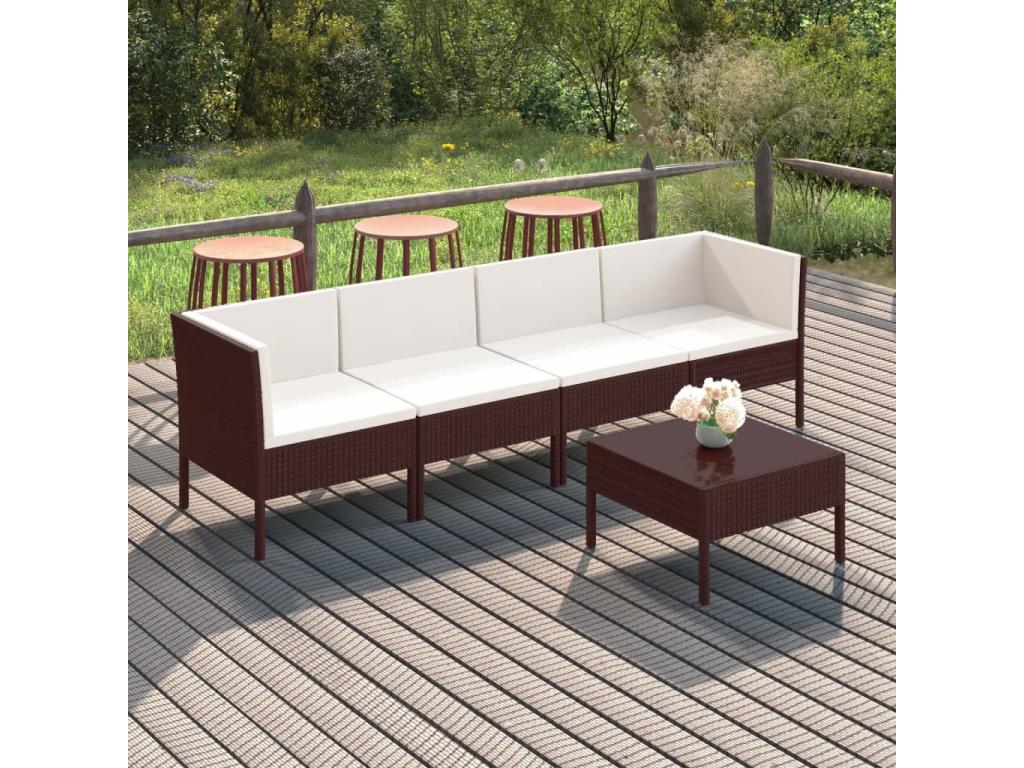 Brown Woven Resin Wicker Outdoor Furniture Set - dlz1766461342991