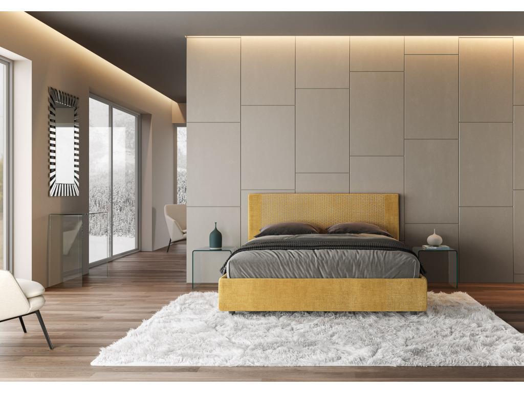 Yellow Fabric Bed, 160 x 210 cm