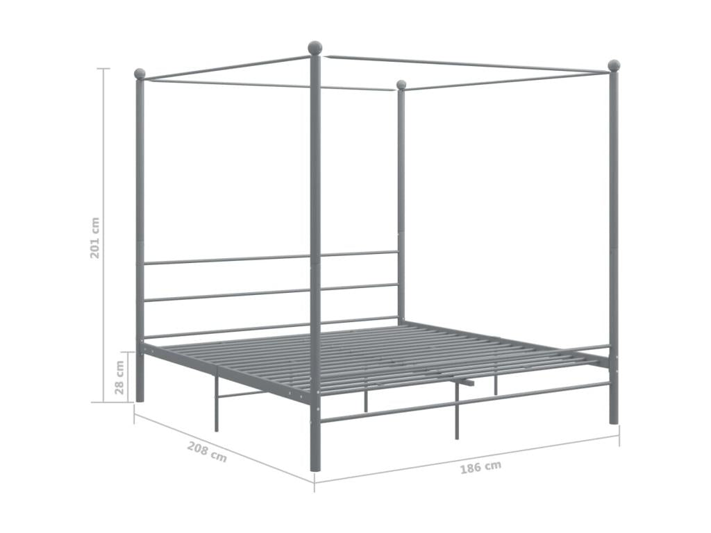 Gray Metal Bed Frame, 180 x 200 cm