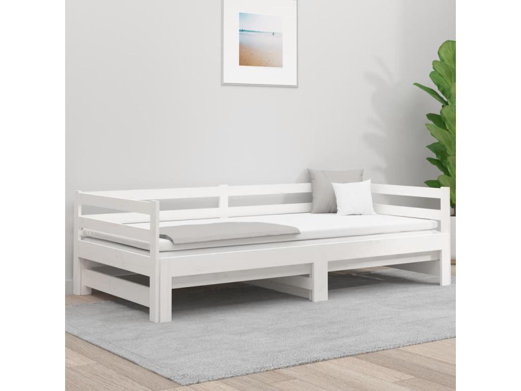 White Pine Wood Bed, 90 x 190 cm