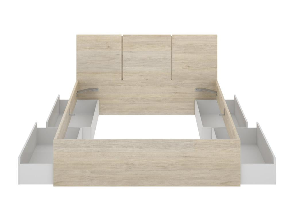 White Oak Wood Bed, 140 x 190 cm