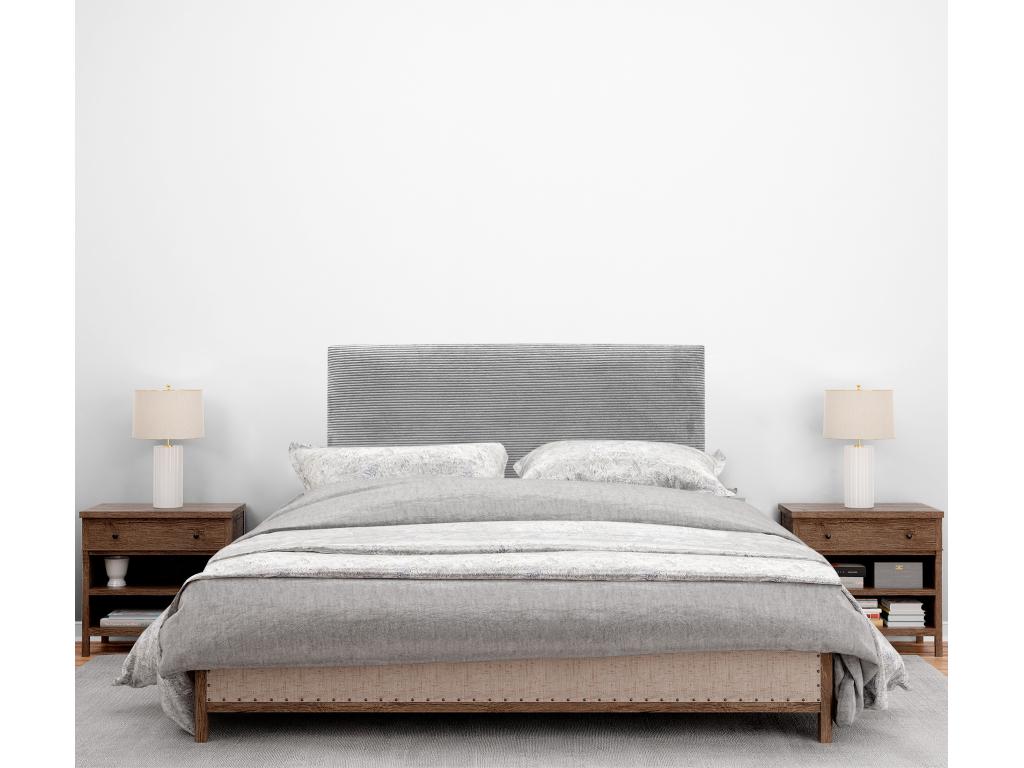Gray Velvet Bed, 90 x 115 cm
