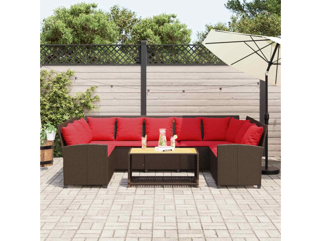 Brown Woven Resin Wicker Sofa