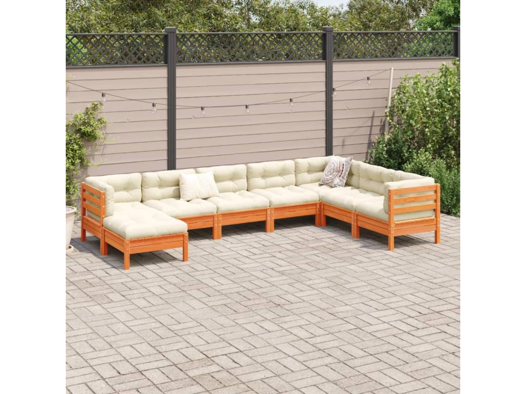 Brown Pine Wood Outdoor Furniture Set - dlz1766461733234