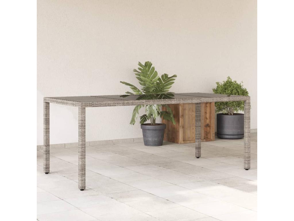 Gray Glass Table, 190 x 90 x 75 cm