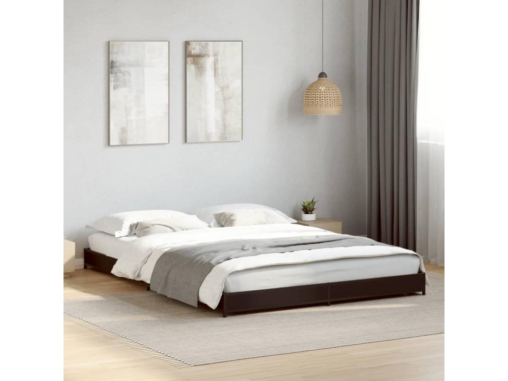 Black Engineered Wood Bed Frame, 140 x 200 cm