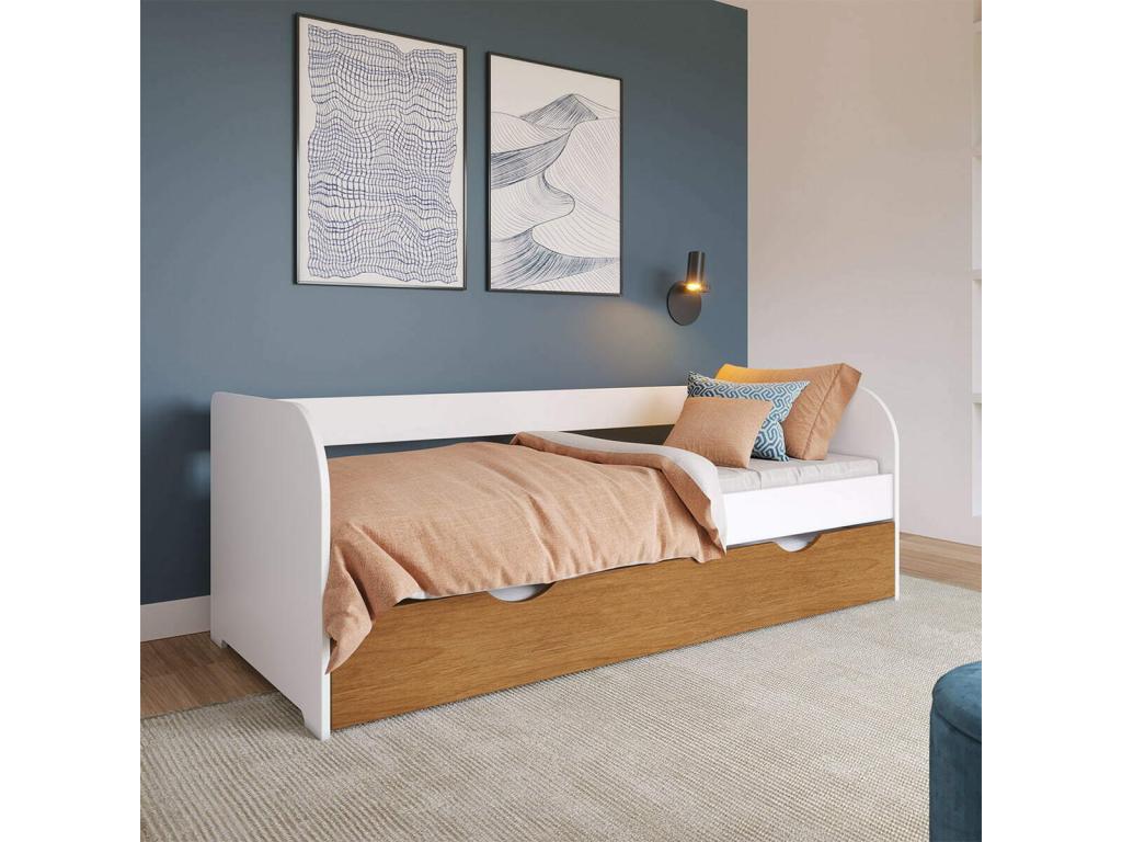 White Solid Wood Bed, 80 x 200 cm