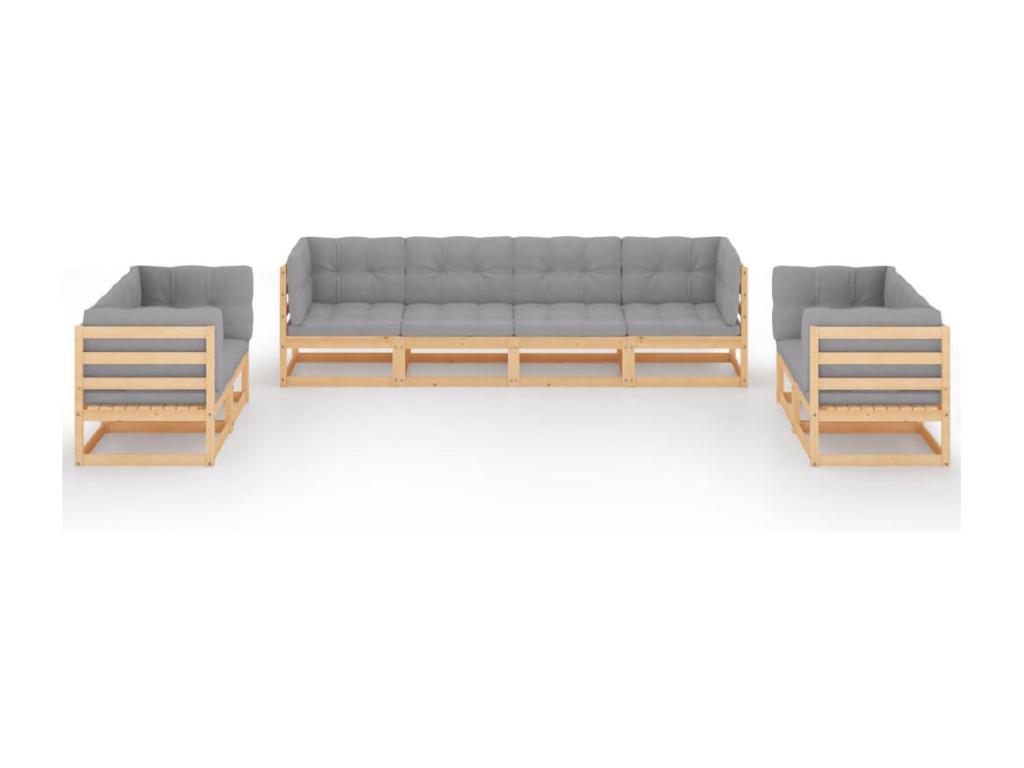 Gray Pine Wood Outdoor Furniture Set