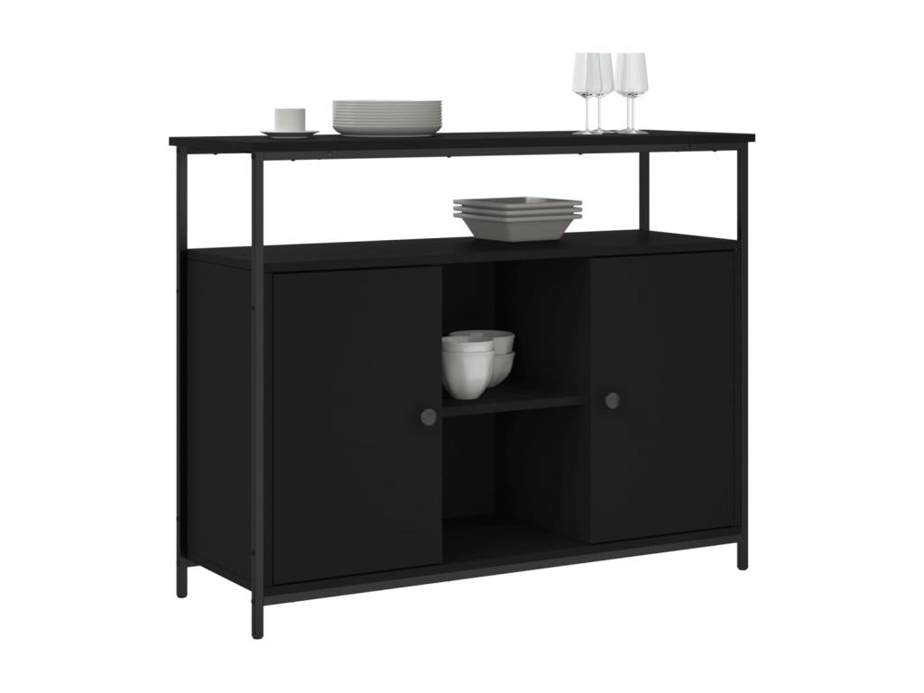 Black Engineered Wood Sideboard, 100 x 35 x 80 cm