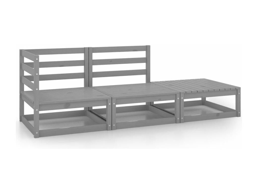 Gray Pine Wood Outdoor Furniture Set - dlz1766461693957
