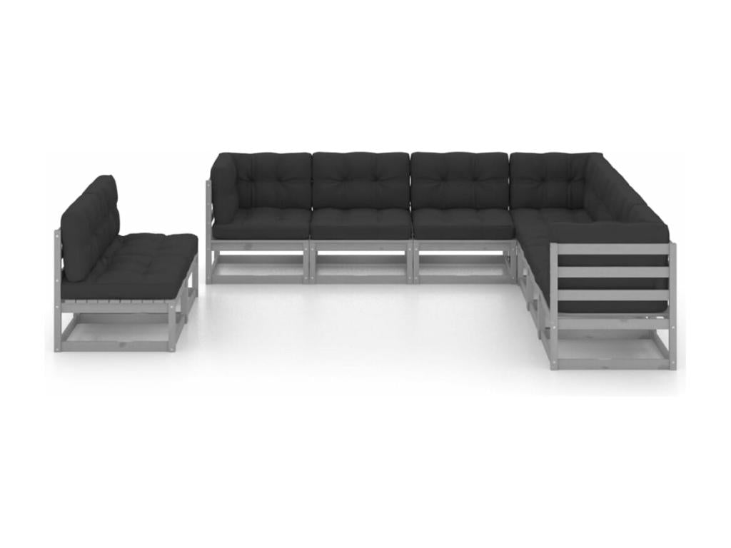 Gray Pine Wood Outdoor Furniture Set - dlz1766461664372