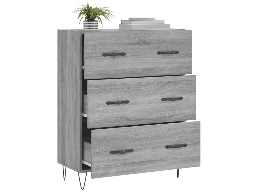 Gray Engineered Wood Sideboard, 69.5 x 34 x 90 cm