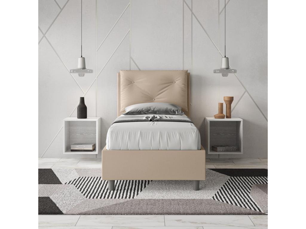 Gray Leather Bed, 80 x 200 cm