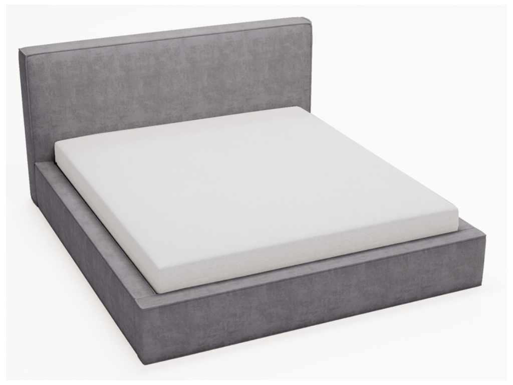 Gray Velvet Bed, 120 x 200 cm