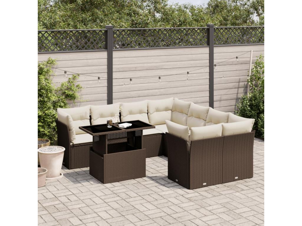 Brown Woven Resin Wicker Outdoor Furniture Set - dlz1766460963762