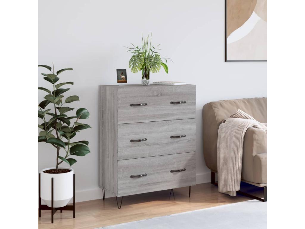 Gray Engineered Wood Sideboard, 69.5 x 34 x 90 cm