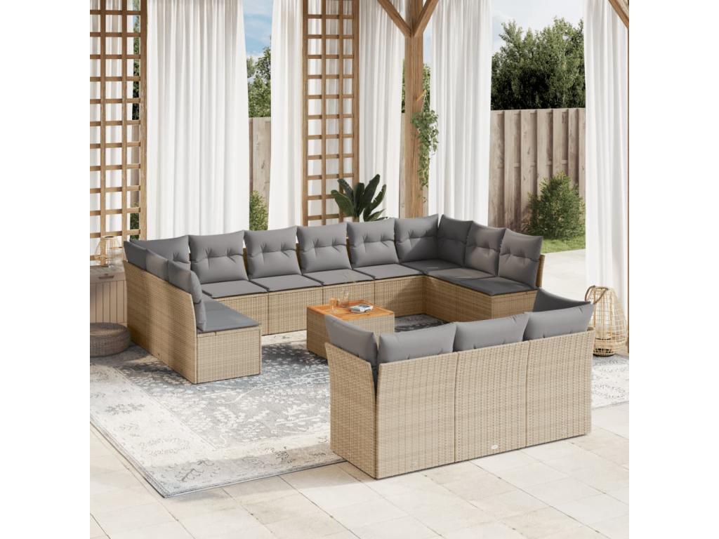Beige Woven Resin Wicker Outdoor Furniture Set - dlz1766461526002