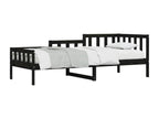 Black Pine Wood Bed, 90 x 190 cm