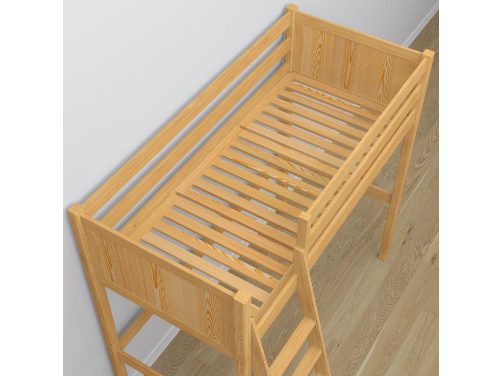 Natural Pine Wood Bed, 120 x 180 cm