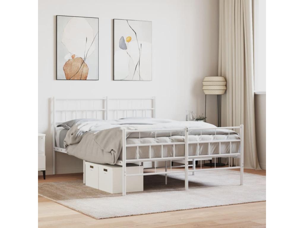 White Metal Bed Frame, 135 x 190 cm