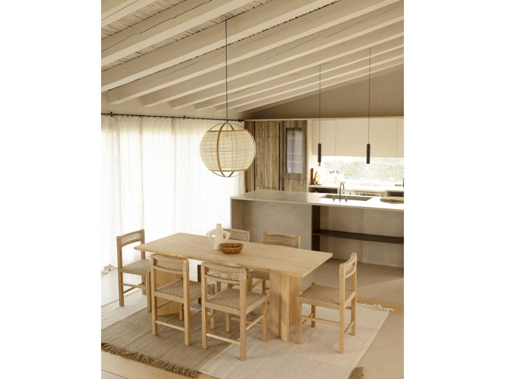 Brown Pine Wood Table, 180 x 75 cm