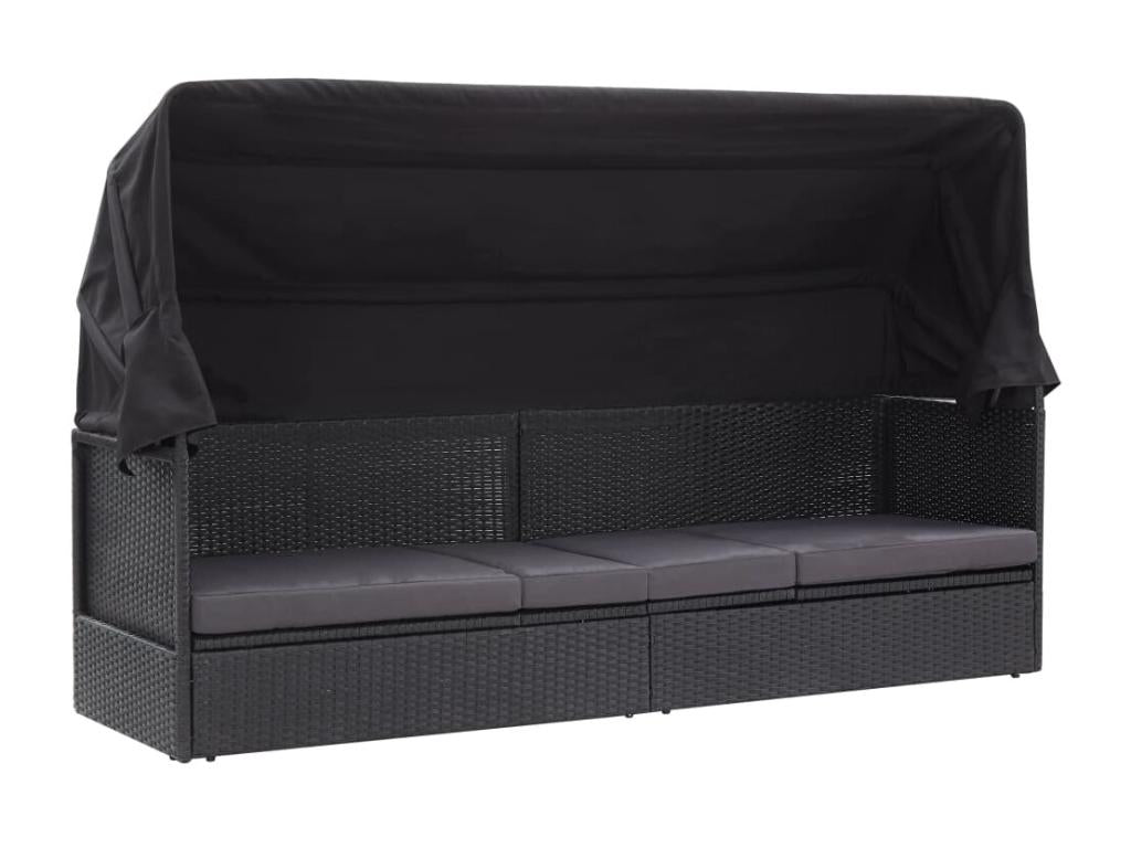 Black Woven Resin Wicker Bed