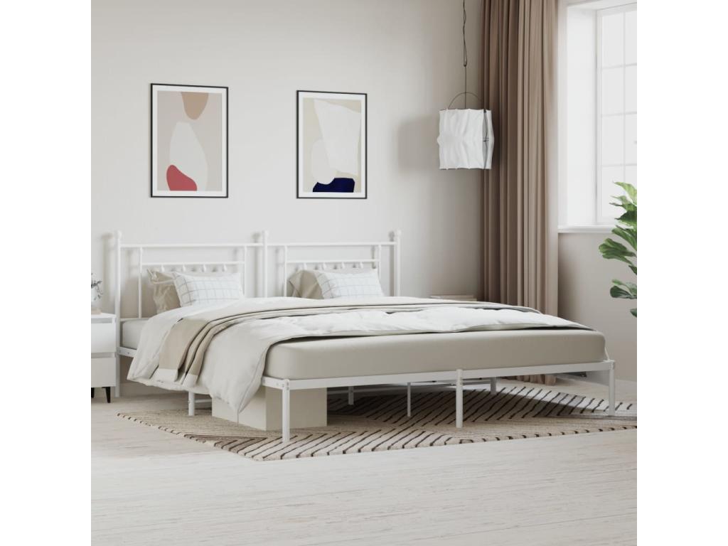 White Metal Bed Frame, 193 x 203 cm