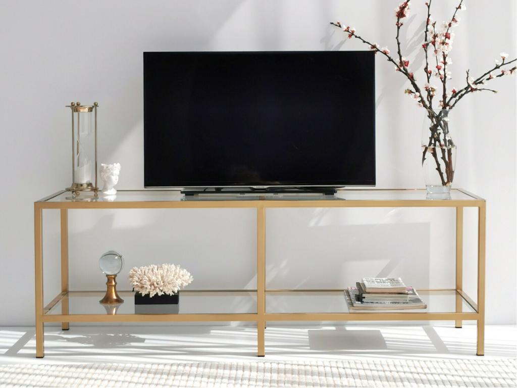 Brown Glass TV Stand, 130 x 45 x 40 cm