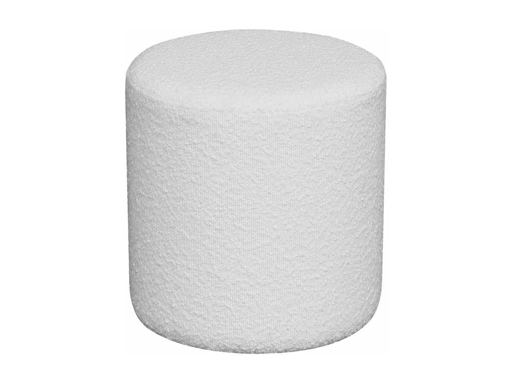 White Boucle Fabric Ottoman