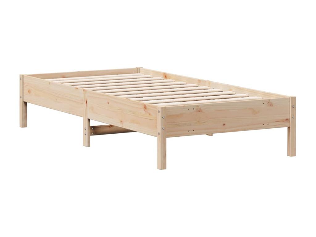 Brown Pine Wood Bed Frame, 75 x 190 cm
