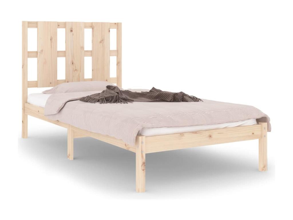 Brown Pine Wood Bed Frame, 100 x 200 cm