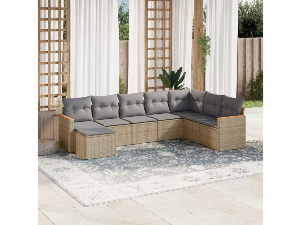 Beige Woven Resin Wicker Outdoor Furniture Set - dlz1766461623698